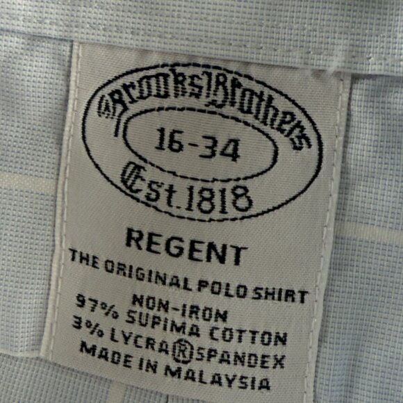 Brooks Brothers Cotton Striped Regent Blue Stretch Spandex 16 34 Non-Iron Button - Picture 11 of 13